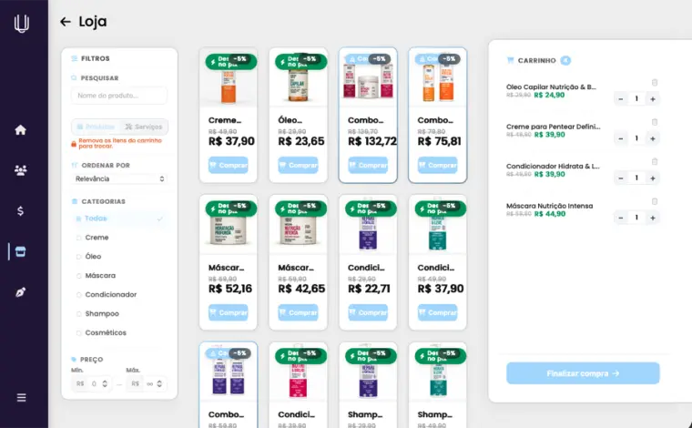 Loja B2B interna da plataforma UZA